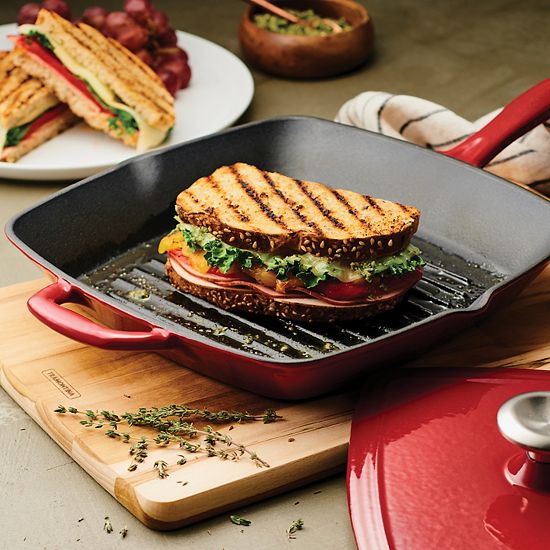 Tramontina Enameled Cast-Iron Grill Pan With Press