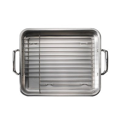 Tramontina Gourmet Prima 13.5" Roasting Pan With Basting Grill: Stainless Steel Turkey Roaster With Rack, Oven & Dishwasher Safe