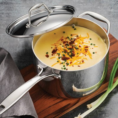 Tramontina Gourmet Tri-Ply Clad 4qt Sauce Pan With Lid Silver