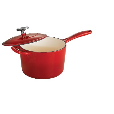 Tramontina Gourmet 2.5qt Enameled Cast Iron Sauce Pan With Lid Red
