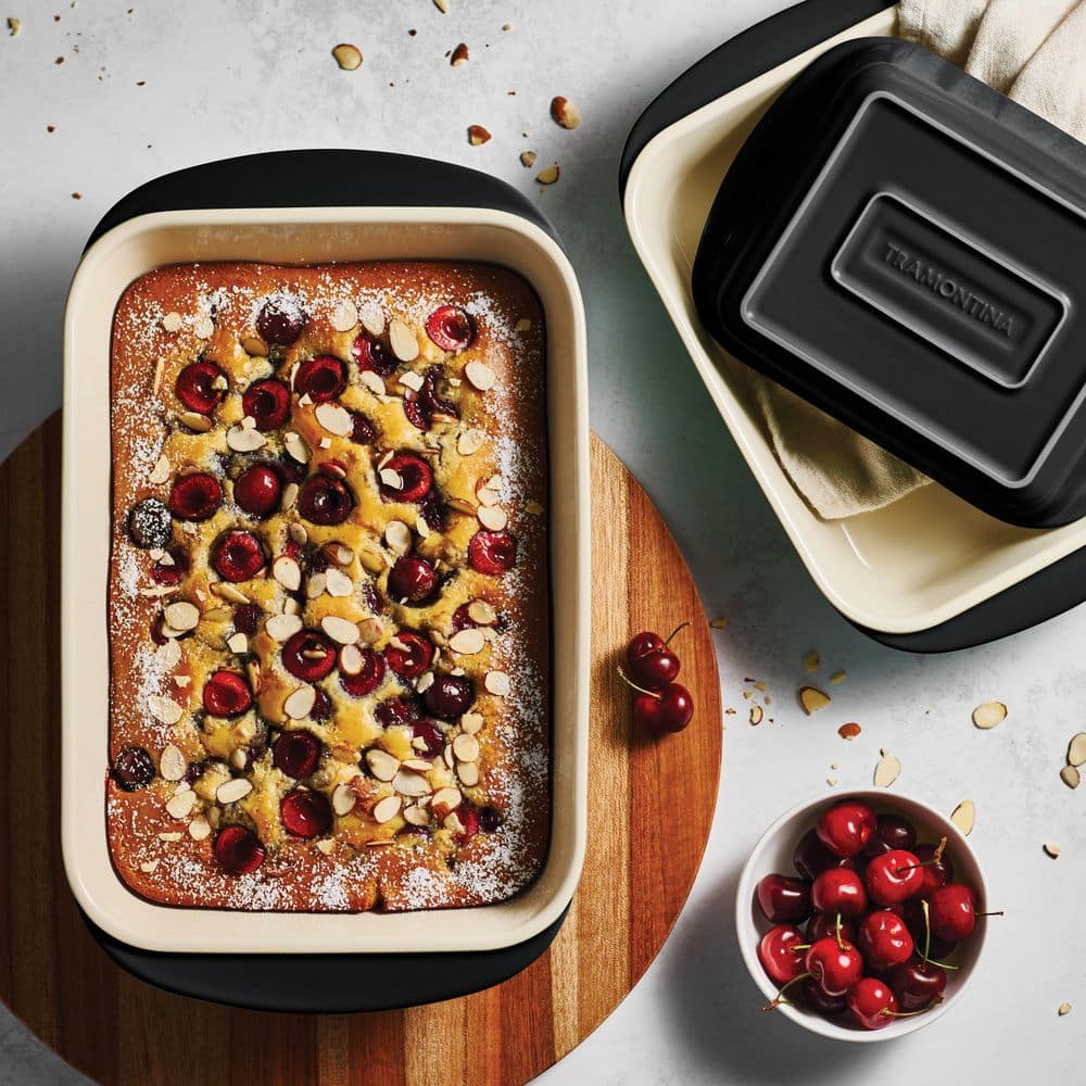 Tramontina Mae 3 Piece Ceramic Porcelain Enamel Bakeware Set-Black
