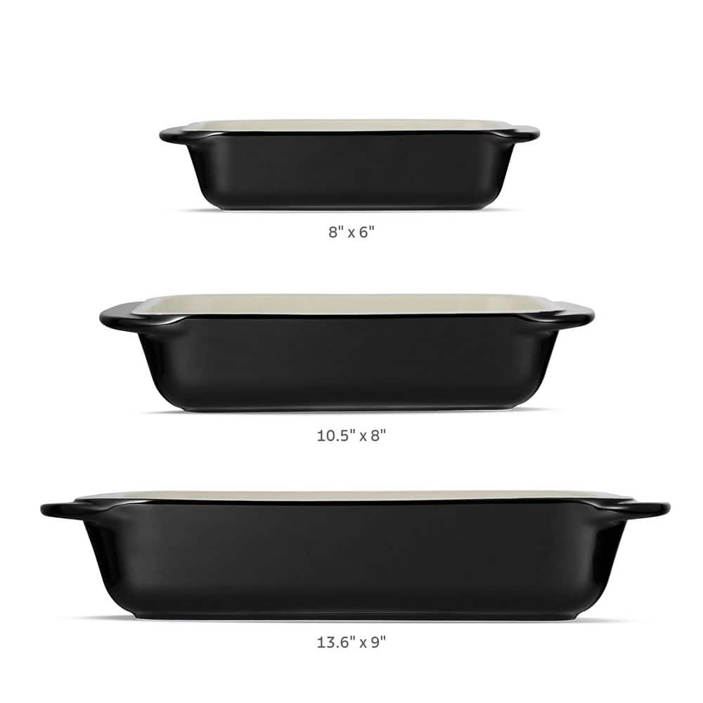 Tramontina Mae 3 Piece Ceramic Porcelain Enamel Bakeware Set-Black