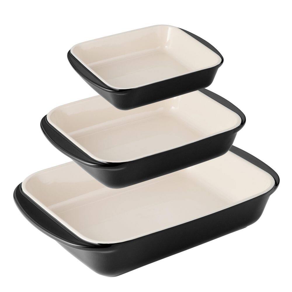 Tramontina Mae 3 Piece Ceramic Porcelain Enamel Bakeware Set-Black