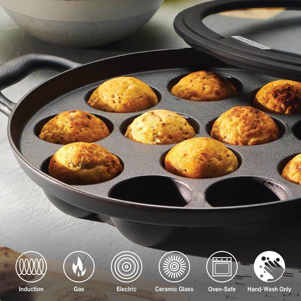 Tramontina Utsava 12 In. Cast Iron Appe Frying Pan In Black With Lid
