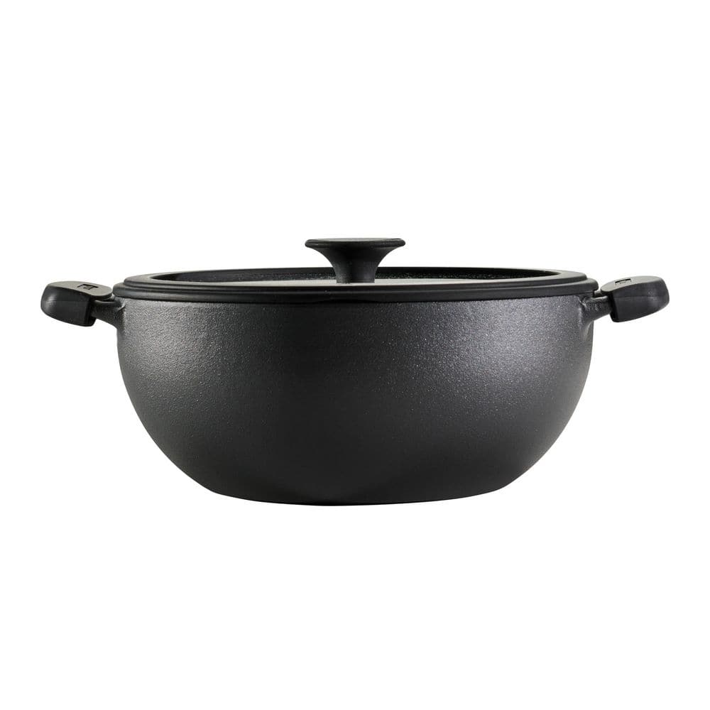 Tramontina Utsava 4.9 Qt. Pre-Seasoned Cast Iron Kadai With Lid – Kitchen Kadai, Compatible With Gas/Electric/Induction
