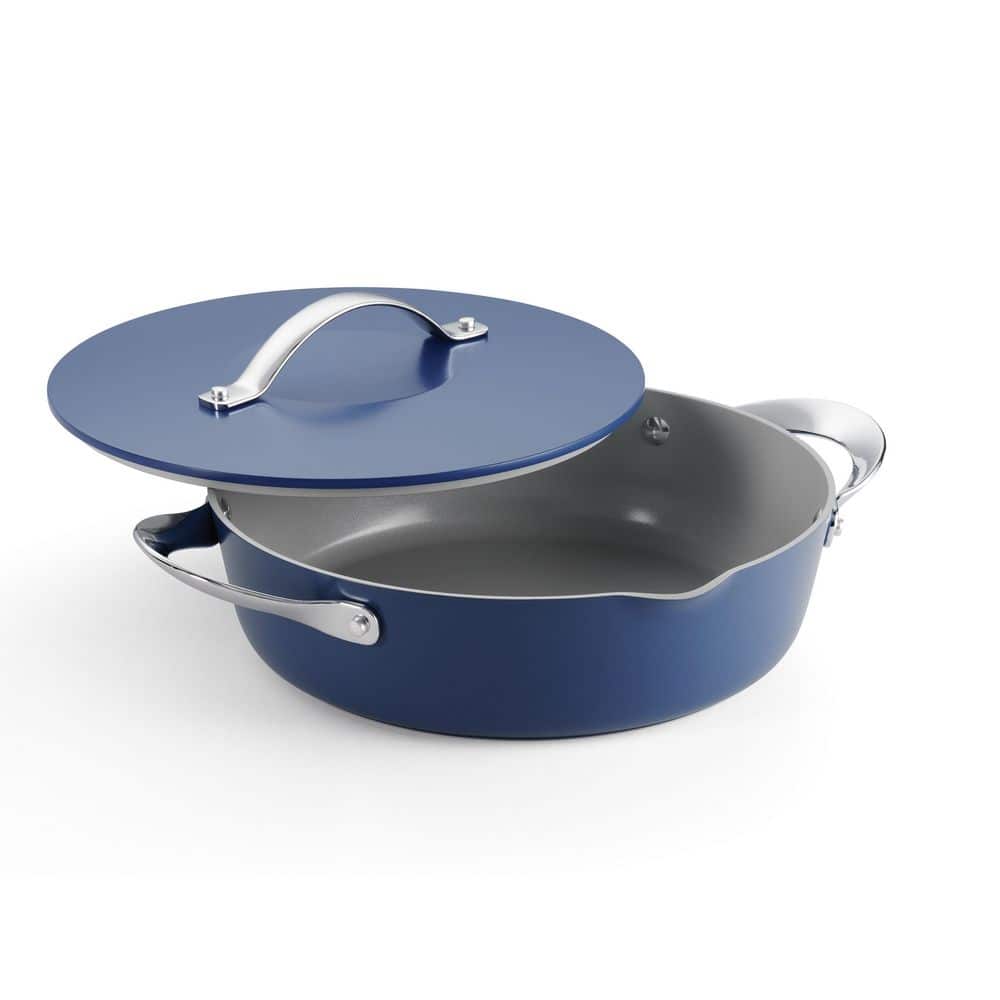 Tramontina Fiora 12 In 4.25 Qt Aluminum Ceramic Non-Stick Frying Pan With Lid-Blue