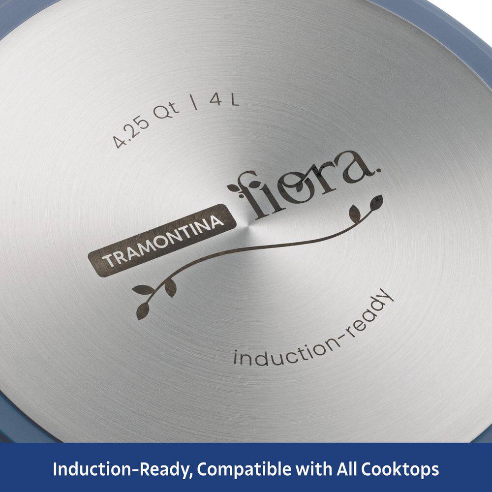 Tramontina Fiora 12 In 4.25 Qt Aluminum Ceramic Non-Stick Frying Pan With Lid-Blue