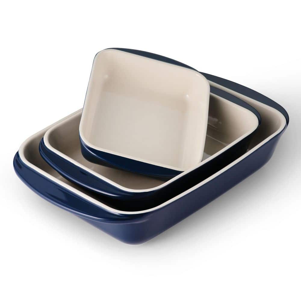 Tramontina Mae 3 Piece Ceramic Porcelain Enamel Bakeware Set-Cobalt
