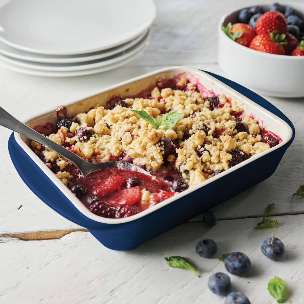 Tramontina Mae 3 Piece Ceramic Porcelain Enamel Bakeware Set-Cobalt