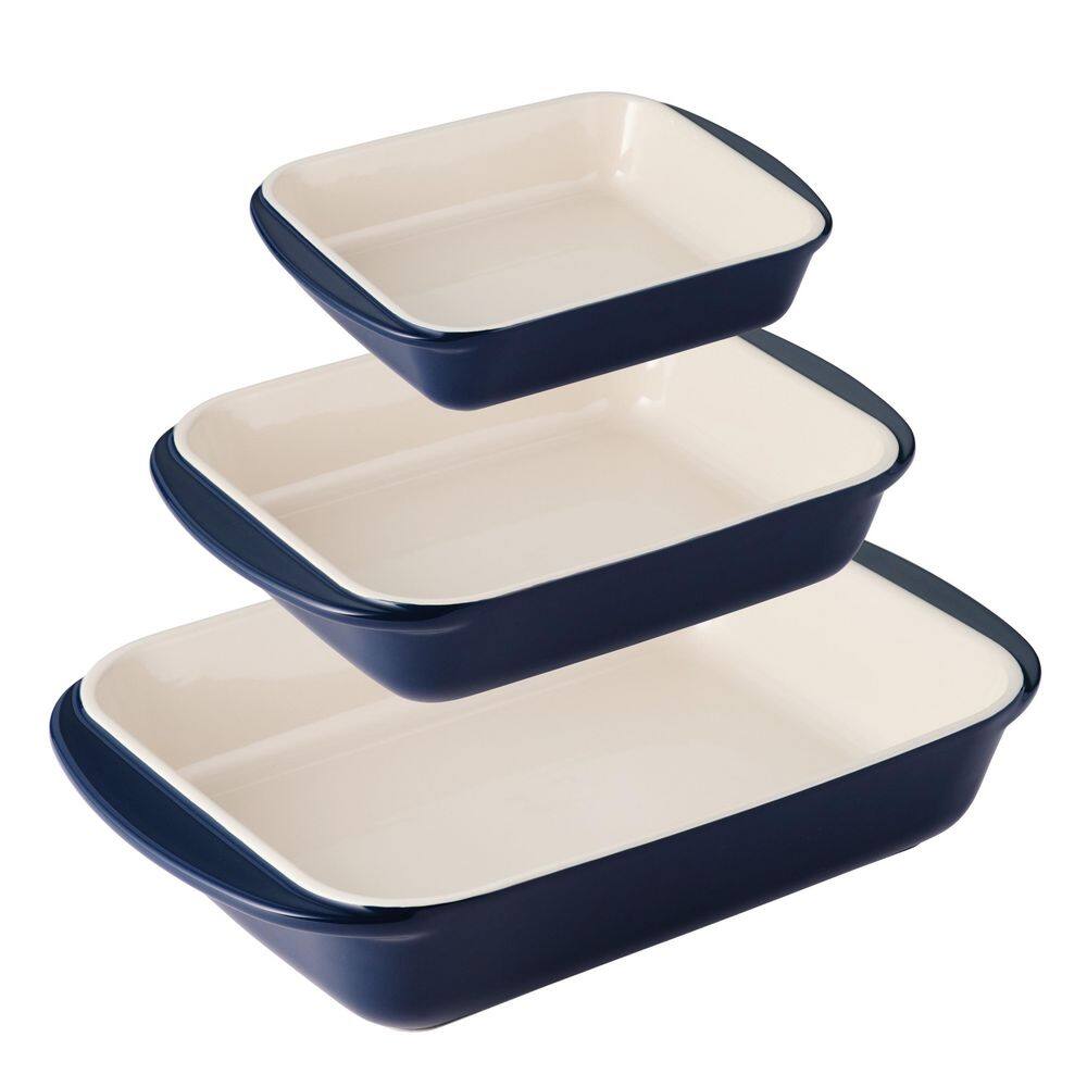 Tramontina Mae 3 Piece Ceramic Porcelain Enamel Bakeware Set-Cobalt
