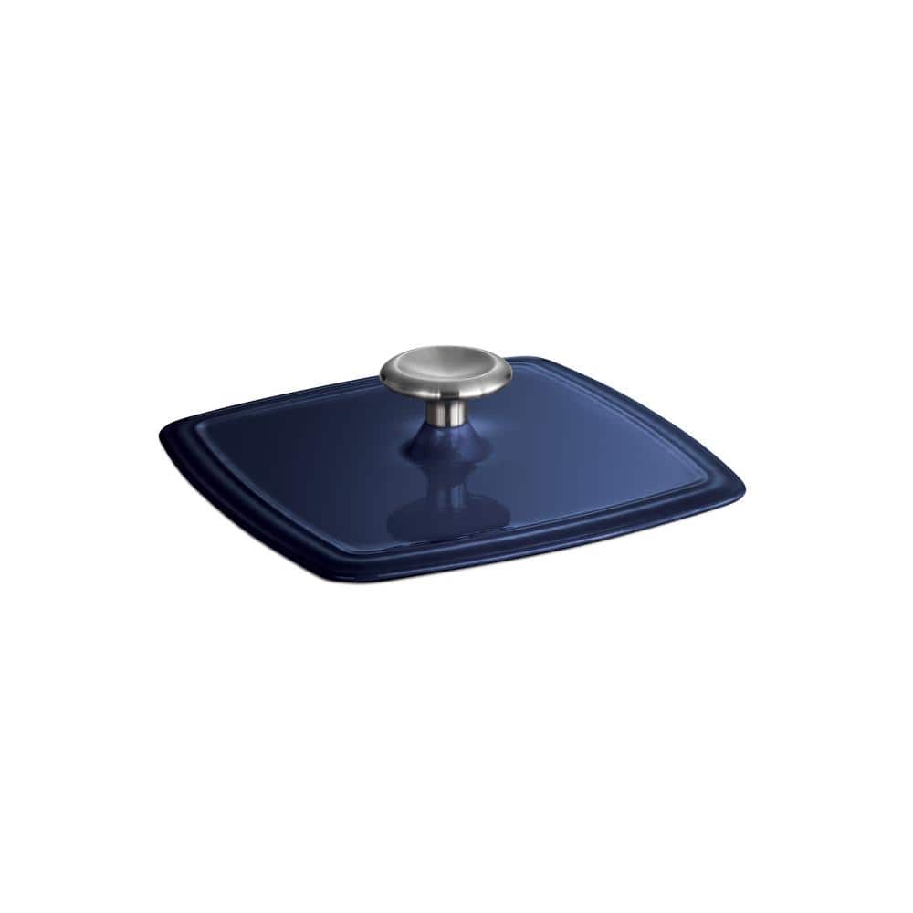 Tramontina Bestow 11.5 In. Enameled Cast Iron Grill Pan In Gradated Cobalt With Bacon Press