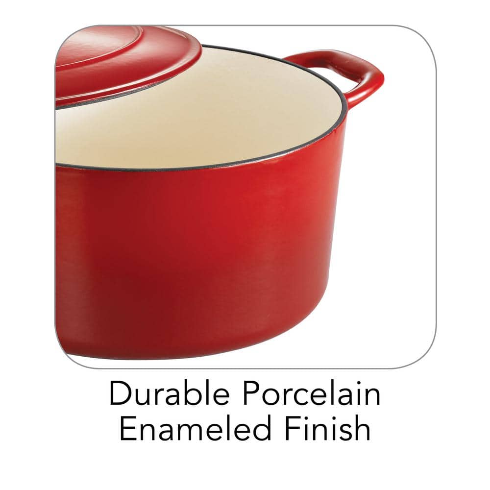 Tramontina Gourmet 6.5 Qt. Round Enameled Cast Iron Dutch Oven In Gradated Red With Lid