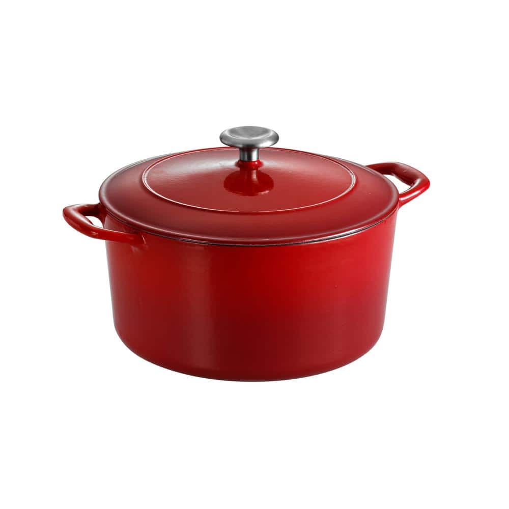 Tramontina Gourmet 6.5 Qt. Round Enameled Cast Iron Dutch Oven In Gradated Red With Lid