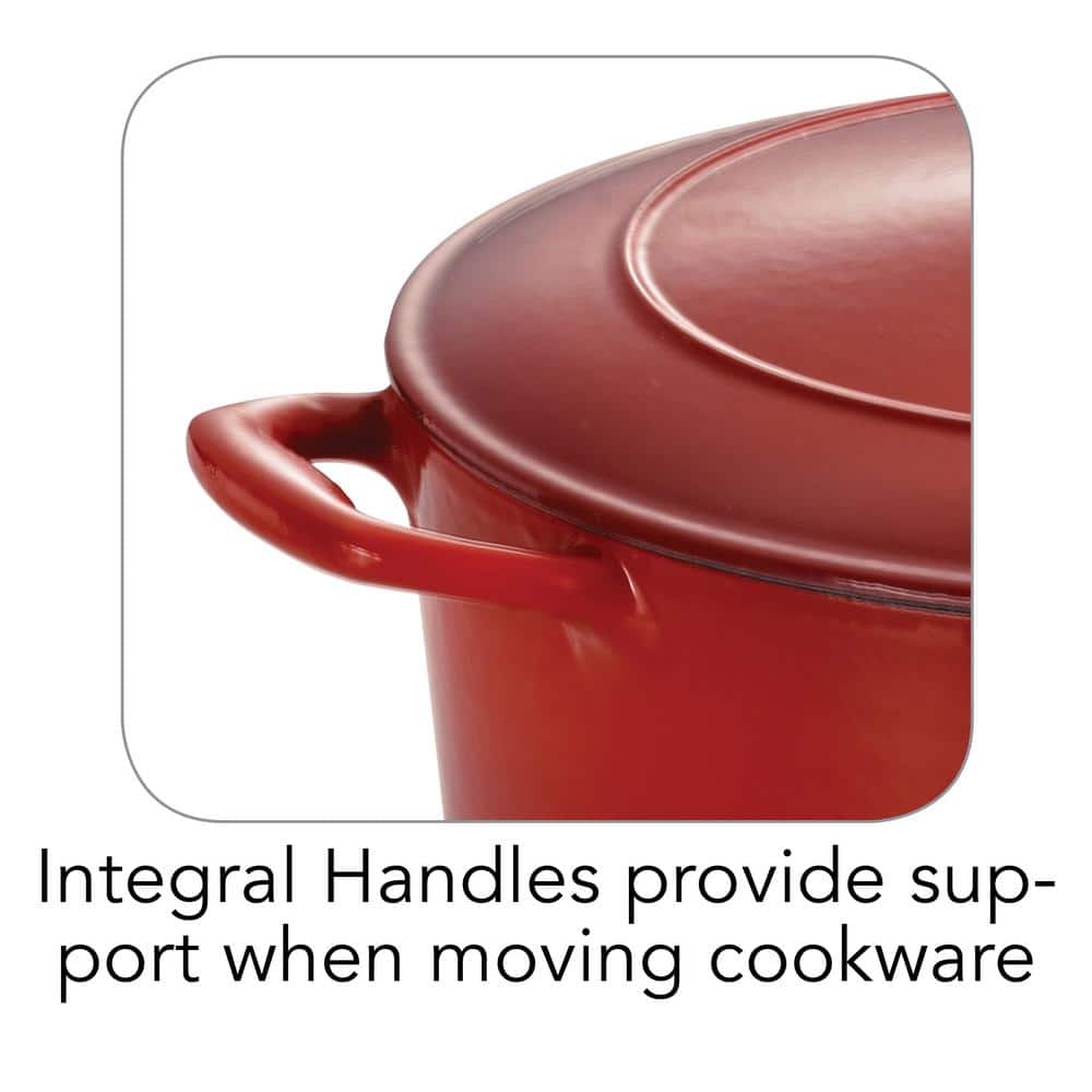 Tramontina Gourmet 6.5 Qt. Round Enameled Cast Iron Dutch Oven In Gradated Red With Lid