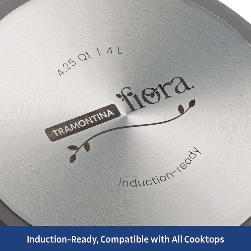 Tramontina Fiora 12 In 4.25 Qt Aluminum Ceramic Non-Stick Frying Pan With Lid - Gray