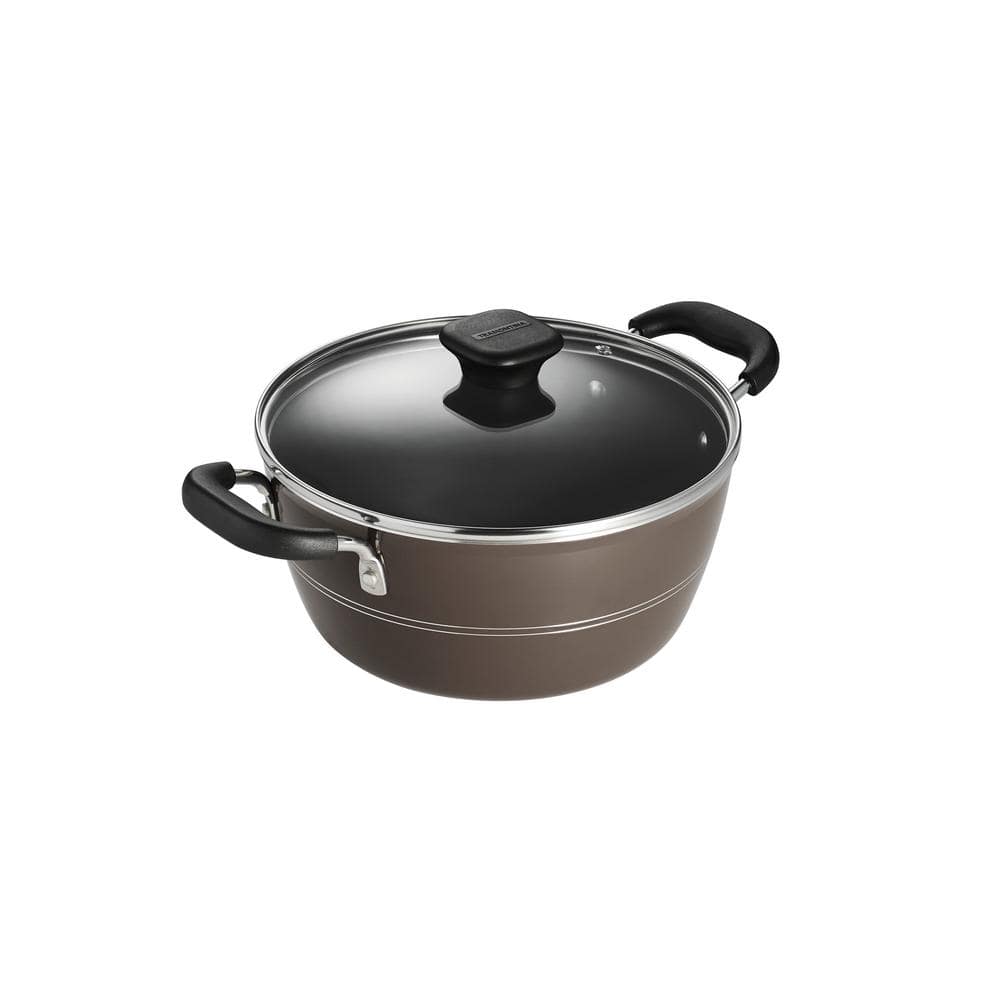 Tramontina Sicilia 4.5 Qt. Aluminum Nonstick Covered Dutch Oven In Hazelnut