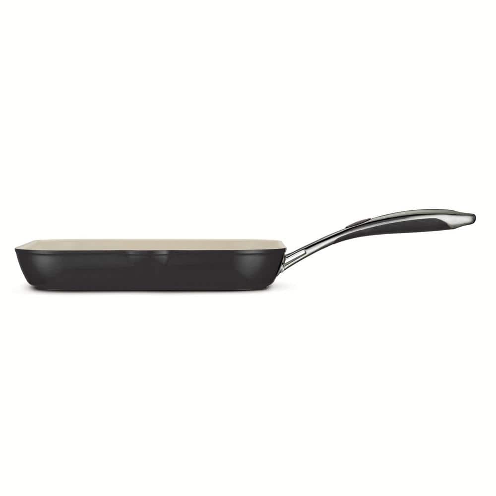 Tramontina Gourmet Ceramica Deluxe 11.7 In. Aluminum Ceramic Nonstick Grill Pan In Metallic Black
