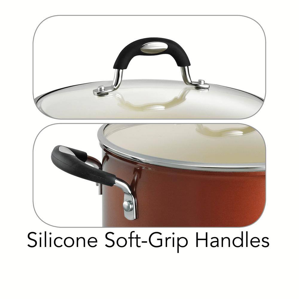 Tramontina Style Ceramica 5 Qt. Round Aluminum Ceramic Nonstick Dutch Oven In Metallic Copper With Glass Lid