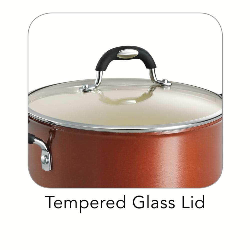 Tramontina Style Ceramica 5 Qt. Round Aluminum Ceramic Nonstick Dutch Oven In Metallic Copper With Glass Lid