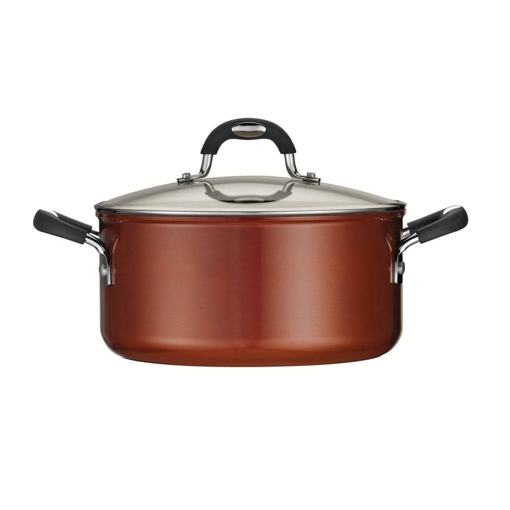 Tramontina Style Ceramica 5 Qt. Round Aluminum Ceramic Nonstick Dutch Oven In Metallic Copper With Glass Lid