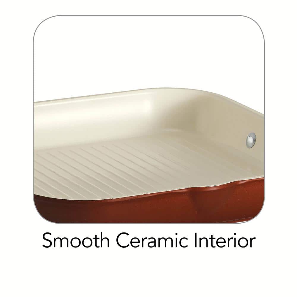 Tramontina Style Ceramica 12 In. Aluminum Ceramic Nonstick Grill Pan In Metallic Copper