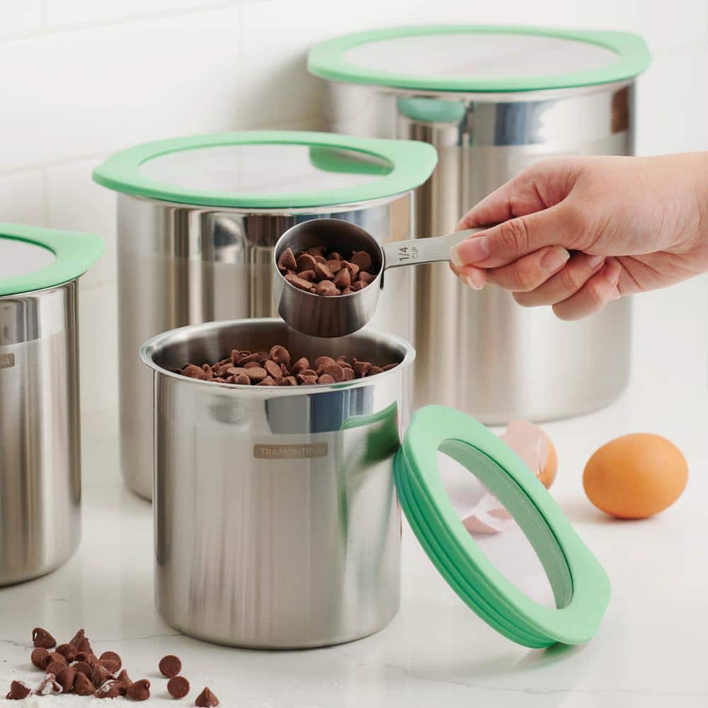 Tramontina 4 Pc Stainless Steel Canister Set - Mint Green