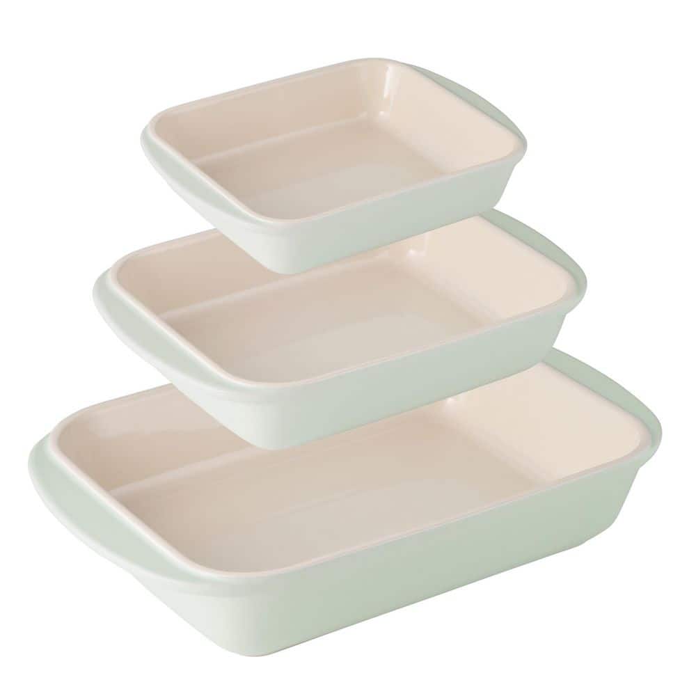 Tramontina Mae 3 Piece Ceramic Porcelain Enamel Bakeware Set-Mint