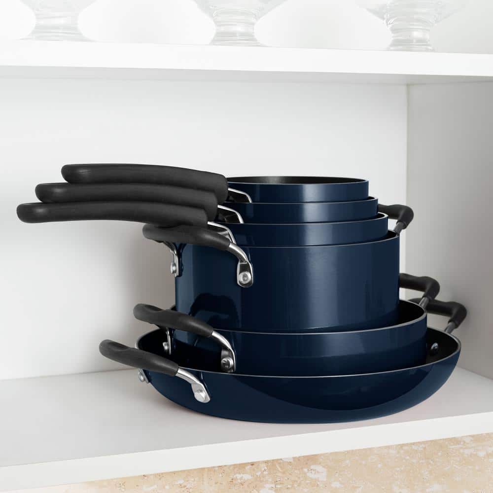 Tramontina 11-Piece Nesting Aluminum Nonstick Cookware Set In Navy