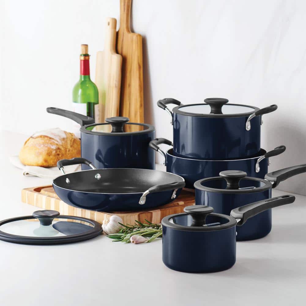 Tramontina 11-Piece Nesting Aluminum Nonstick Cookware Set In Navy