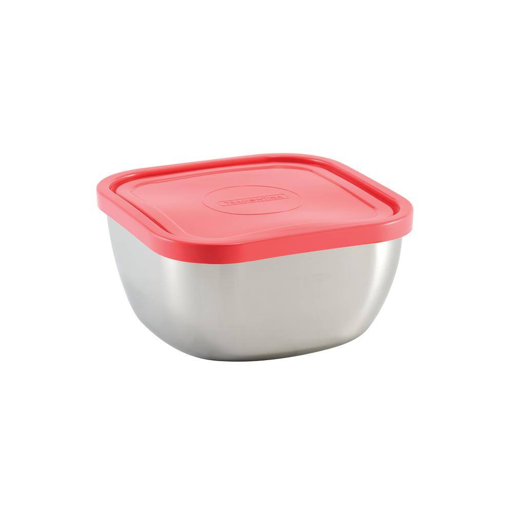 Tramontina 3 Pc Stainless Steel Covered Square Container Set - Multi Color Lids