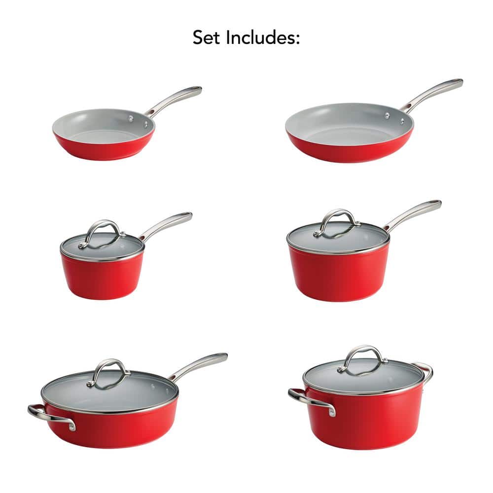 Tramontina 10 Piece Cold Forged Ceramic Cookware Set - Red