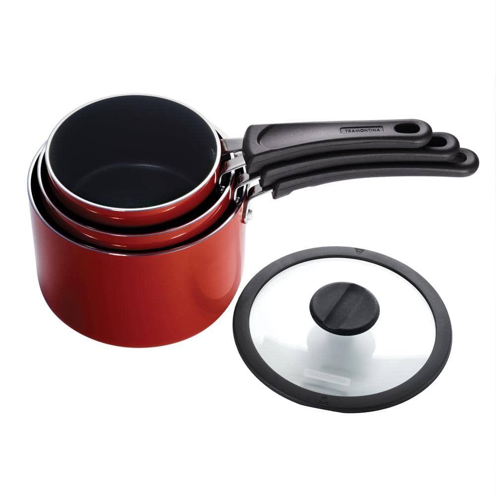 Tramontina 6-Piece Red Nesting Nonstick Sauce Pan Set