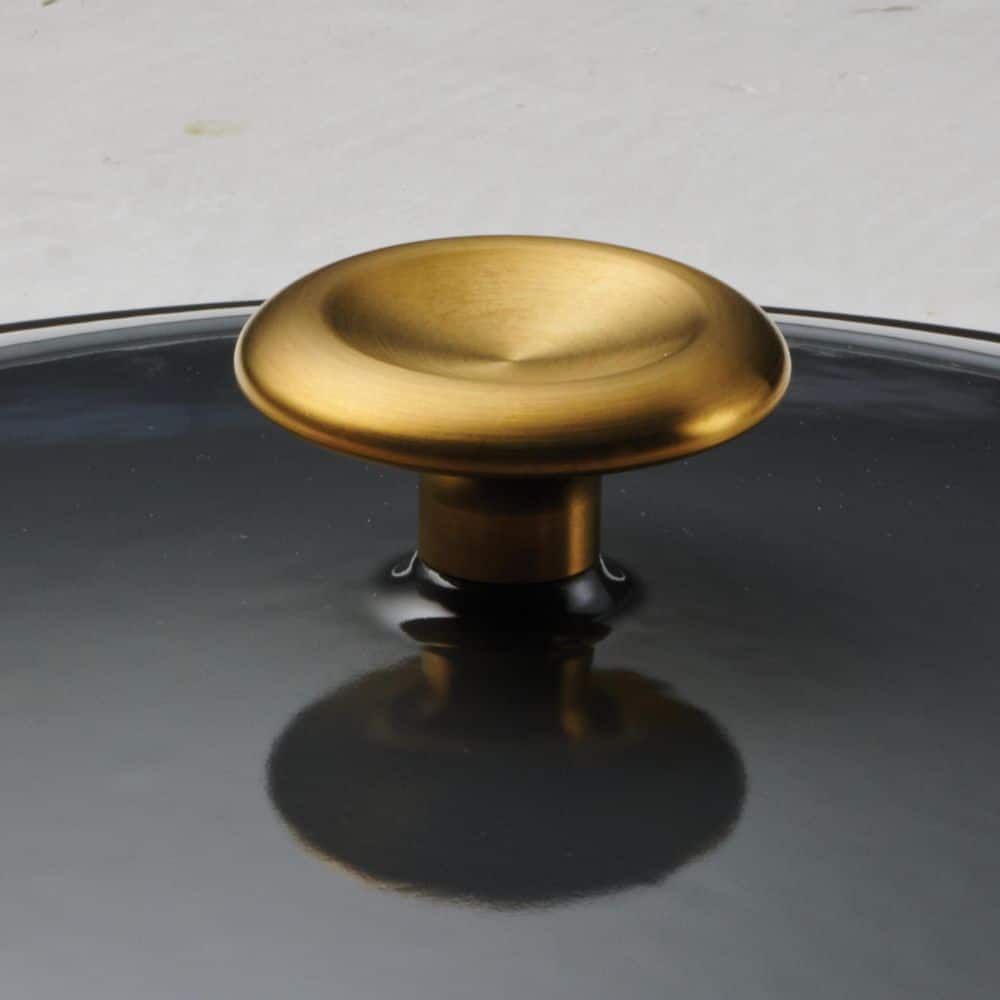 Tramontina Bestow 12 In. Enameled Covered Cast Iron Skillet-Smoke With Gold Stainless Steel Knob