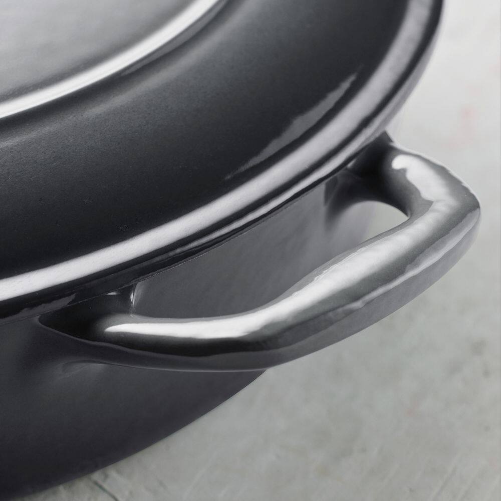 Tramontina Bestow 12 In. Enameled Covered Cast Iron Skillet-Smoke With Gold Stainless Steel Knob