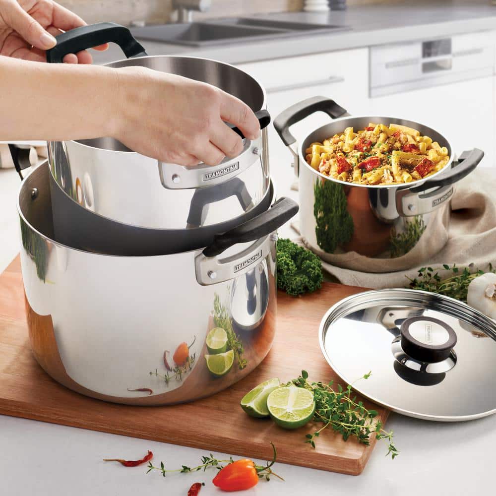 Tramontina Nesting 6-Piece Stainless Steel Tri-Ply Clad Sauce And Stock Pot Cookware Set