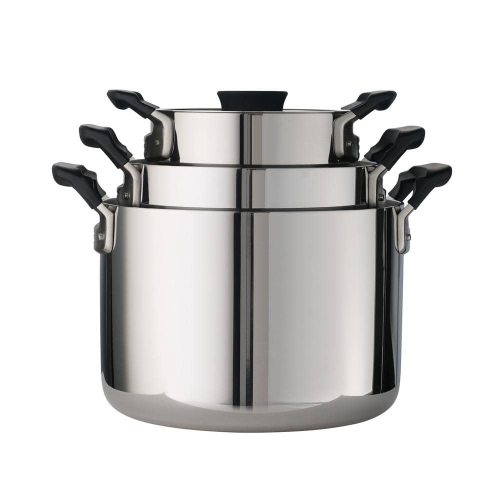 Tramontina Nesting 6-Piece Stainless Steel Tri-Ply Clad Sauce And Stock Pot Cookware Set