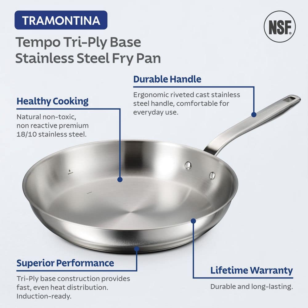 Tramontina Tempo 12 In. Tri-Ply Base Stainless Steel Frying Pan