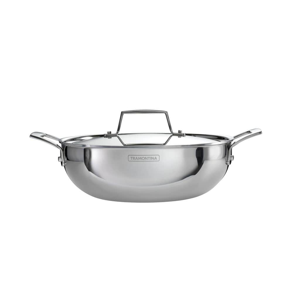 Tramontina Utsava 2.75 Qt. Pre-Seasoned Cast Iron Kadai With Lid – 10 In. Dia, Gas/Electric/Induction Compatible, Cooking Pan