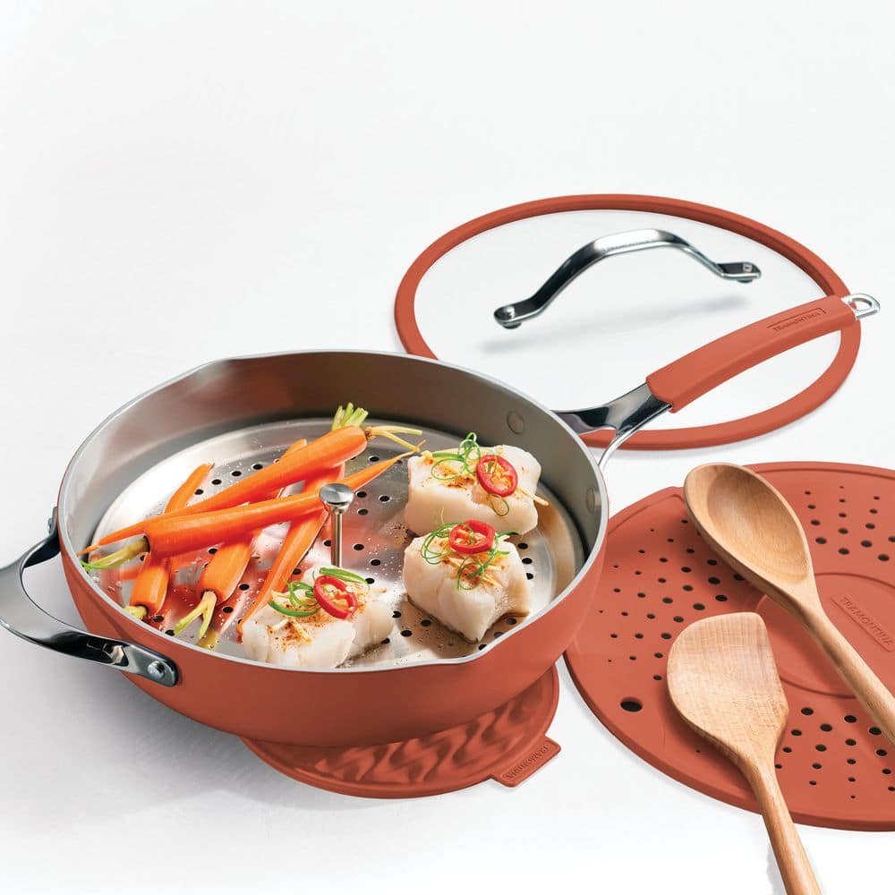 Tramontina Vue All-in-One Plus 10 In. Aluminum Nonstick 7-Piece Pan Set In Green