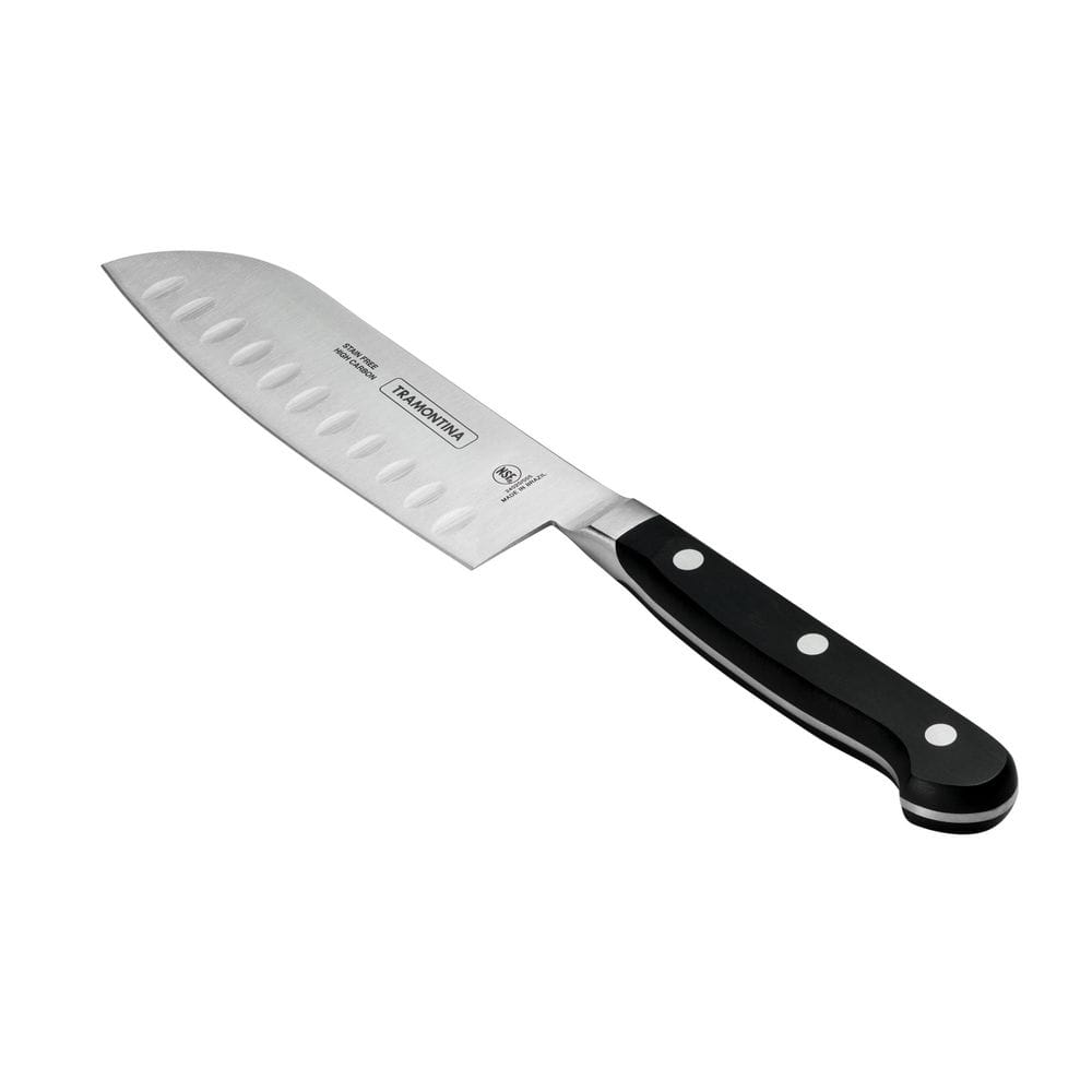 Tramontina Pro Series 5 Inch High-Carbon Steel Full Tang Flate-Edge Forged Santoku Knife With Nylon Handle
