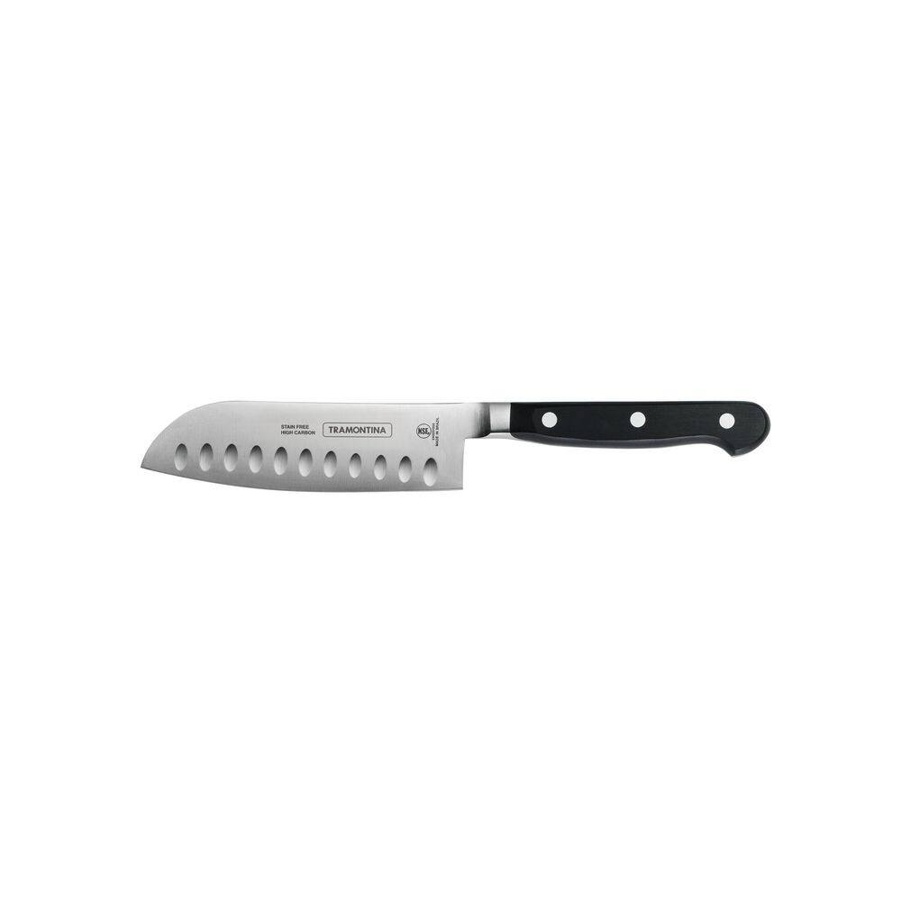 Tramontina Pro Series 5 Inch High-Carbon Steel Full Tang Flate-Edge Forged Santoku Knife With Nylon Handle