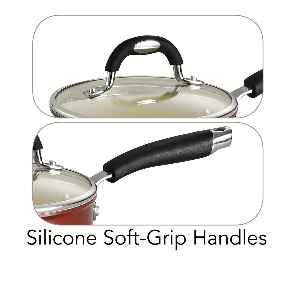 Tramontina Style Ceramica 1.5 Qt. Aluminum Ceramic Nonstick Sauce Pan In Copper With Glass Lid