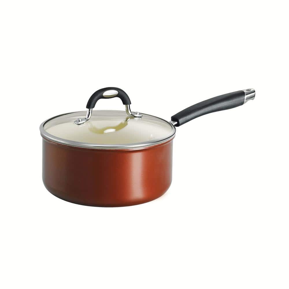Tramontina Style Ceramica 3 Qt. Aluminum Ceramic Nonstick Sauce Pan In Copper With Glass Lid