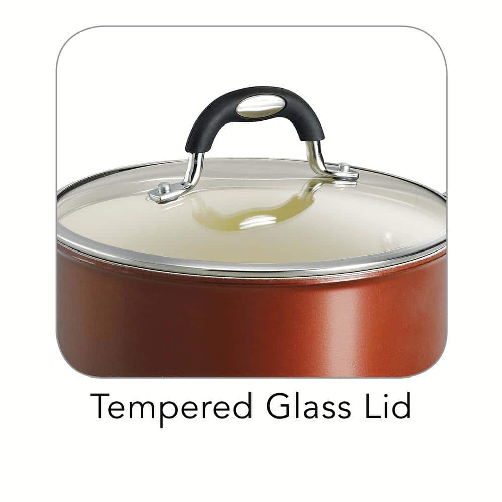 Tramontina Style Ceramica 3 Qt. Aluminum Ceramic Nonstick Sauce Pan In Copper With Glass Lid