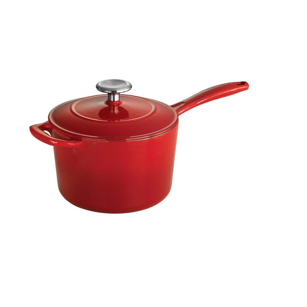 Tramontina Bestow 2.5 Qt. Enameled Cast Iron Sauce Pan In Gradated Red With Lid