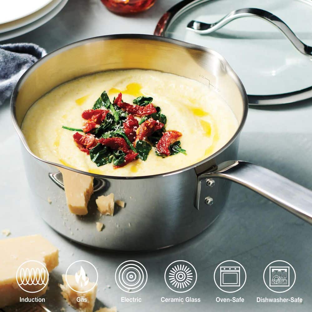 Tramontina Tempo 3 Qt. Tri-Ply Base Stainless Steel Covered Saucepan