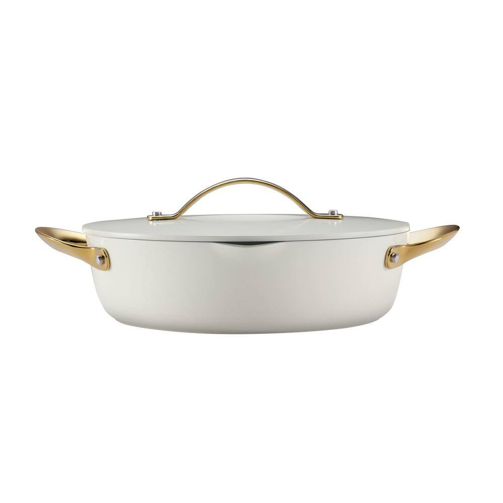 Tramontina Fiora 12 In 4.25 Qt Aluminum Ceramic Non-Stick Frying Pan With Lid-White