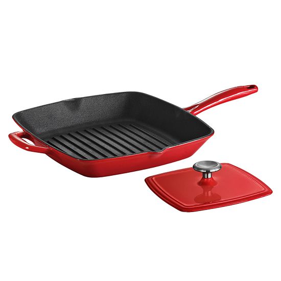  Tramontina Enameled Cast-Iron Grill Pan With Press