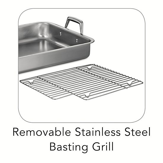  Tramontina Gourmet Prima 18/10 Stainless Steel 15-in. Roaster With Basting Grill