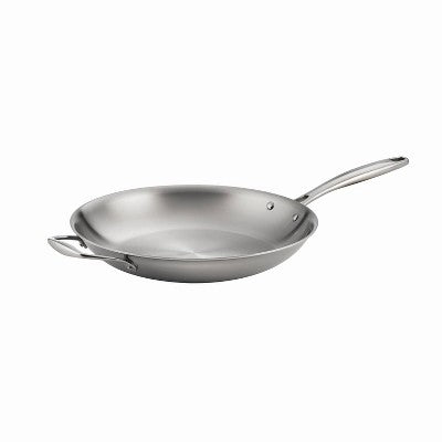  Tramontina Gourmet Tri-Ply Clad 12" Fry Pan With Helper Handle Silver: Stainless Steel, Dishwasher & Oven Safe, Induction Ready